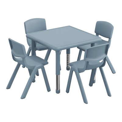 Flash Furniture Emmy Square Activity Table Set, 24 x 24, Height Adjustable, Dusty Blue (YCX232SQRTBDTBE)
