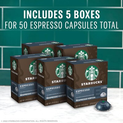 Starbucks Espresso Roast Coffee Nespresso Vertuo Capsules, Dark Roast, 50/Box (117662)