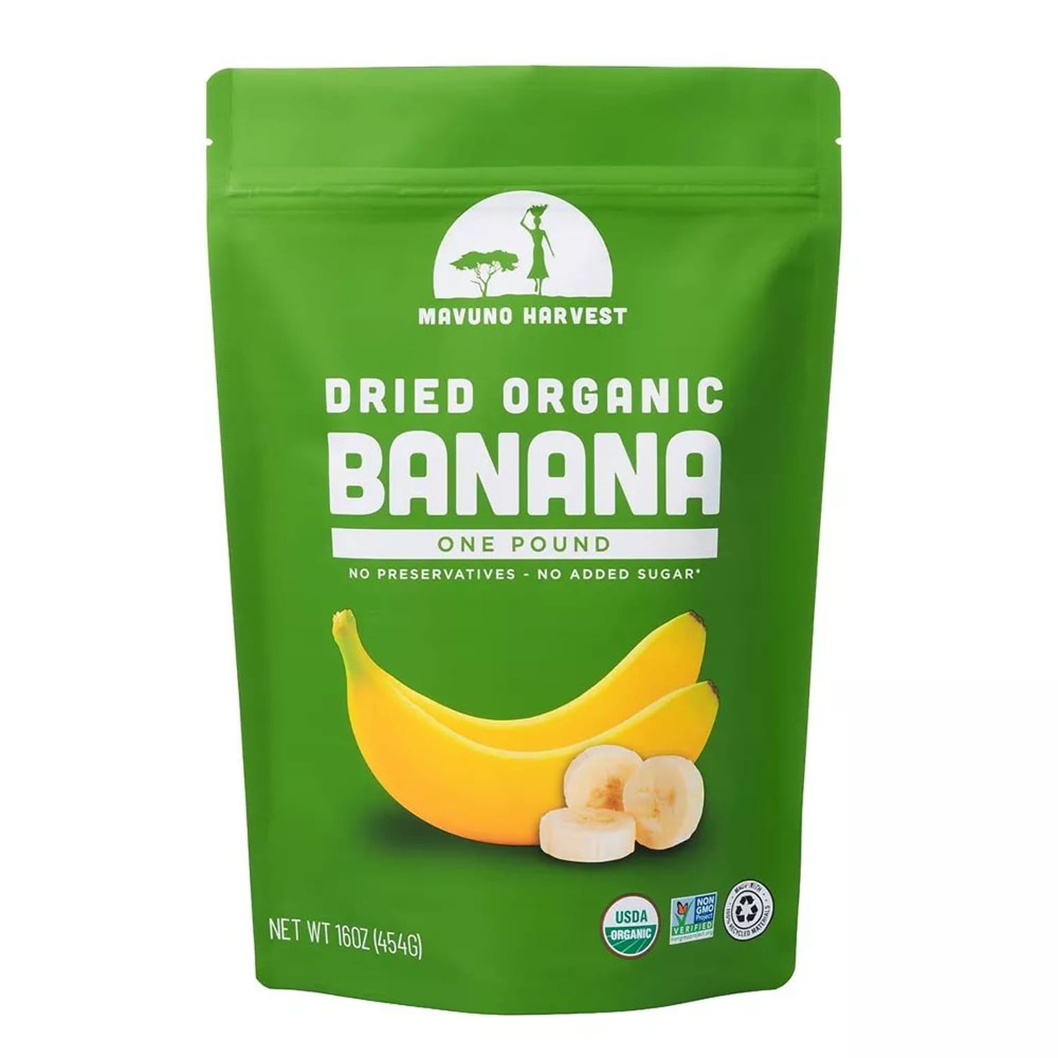 Mavuno Harvest Gluten Free Organic Dried Banana Fruit Snacks, 1 lb. Bag (MAHW-BNNA1LB)