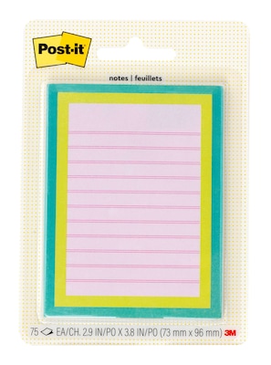 Post-it Mini List Notes Combo Pack, 3 x 3, Assorted Collection, Lined, 75 Sheet/Pad (W25-34-2)