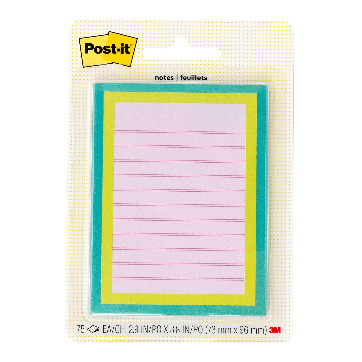 Post-it Mini List Notes Combo Pack, 3 x 3, Assorted Collection, Lined, 75 Sheet/Pad (W25-34-2)