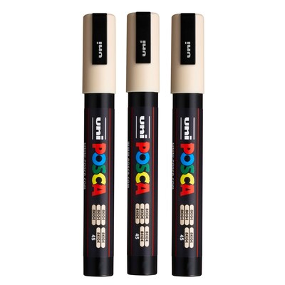 POSCA PC-5M Water Based Paint Marker, Medium Bullet Tip, Beige, 3/Pack (UBCPC5MBEIGE-3)
