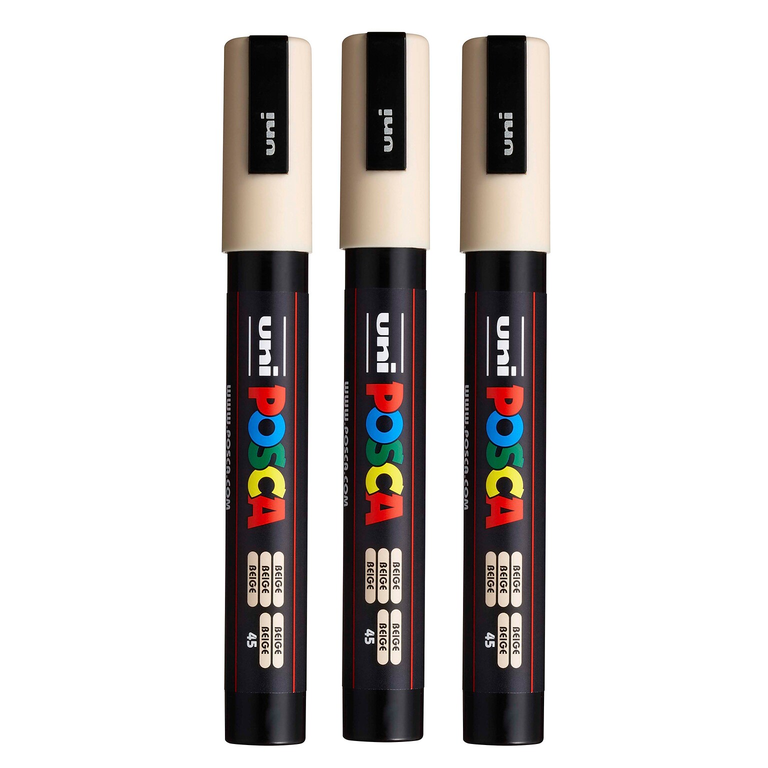 POSCA PC-5M Water Based Paint Marker, Medium Bullet Tip, Beige, 3/Pack (UBCPC5MBEIGE-3)