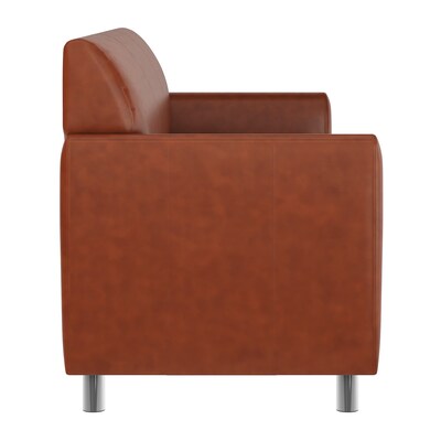 Flash Furniture Hercules Diplomat LeatherSoft Loveseat, Cognac/Chrome Legs (BT8272CGCHR)