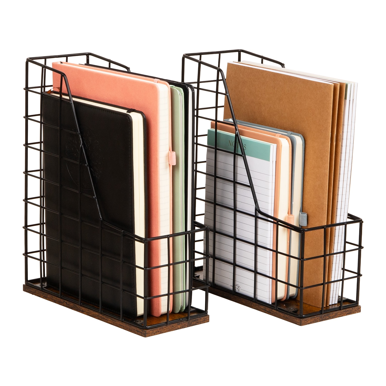 Mind Reader 1-Compartment Wood/Metal File Organizer, Black, 2/Pack (JMWIRE-BLK)