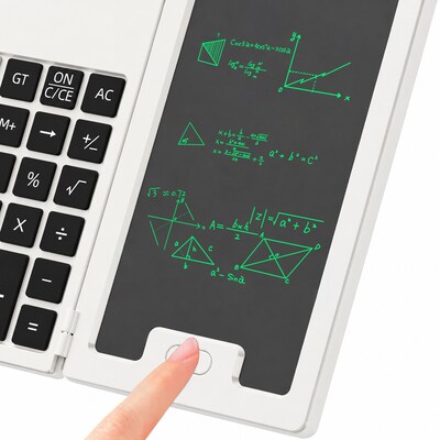 SaharaCase Scientific Calculator with 5-Inch LCD Writing Tablet, 12-Digit Foldable Calculator, White, (KB78)