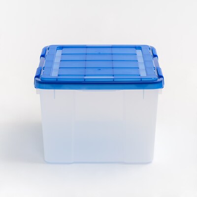 Iris 44 Quart Ultimate Clear Latching Plastic Storage Bin, Blue (500194)