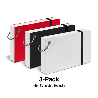 Staples 3 x 5 Index Cards, Lined, White, 65 Cards/Pack, 3 Packs/Carton (TR21580)