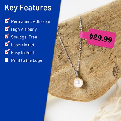 Avery Laser/Inkjet Barbell Multipurpose Labels, 0.5" x 2.5", Neon Magenta, 1800/Pack (94749)