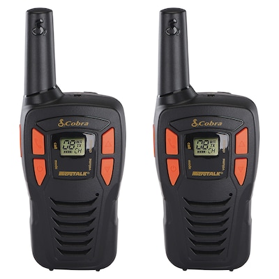 Cobra ACXT145 16-Mile Range FRS 2-Way Radios, Black, 2/Pack (CBRACXT145)