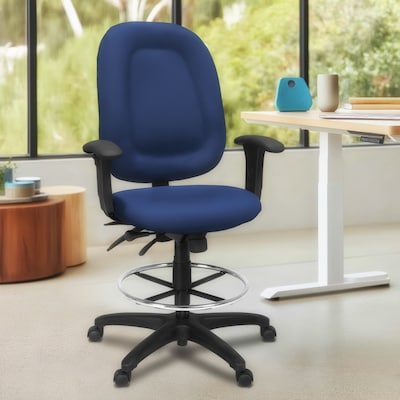 Regency Comfort Series Fabric Drafting Chair with Footrest and Lumbar Support, Navy Blue (125-DK-NV)