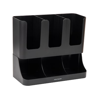 Mind Reader Anchor Collection 6-Compartment 2-Tier Coffee Cup and Condiment Organizer, Black (UPRIGH