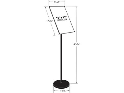 Azar Pedestal Sign Floor Holder, 11" x 17", Black Plastic (300357-BLK)