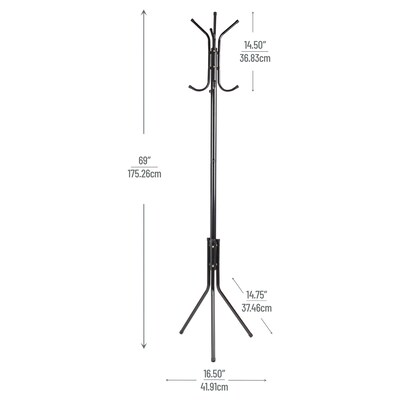 Mind Reader Coat Rack Freestanding Coat Tree , Black, Metal (CRACK11-BLK)