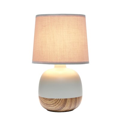 Simple Designs Petite Mid Century Table Lamp, Light Wood and Light Gray (LT2078-LWG)