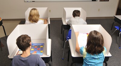 Classroom Products Foldable Cardboard Freestanding Privacy Shield, 13"H x 20"W, White, 20/Box (1320 WH)