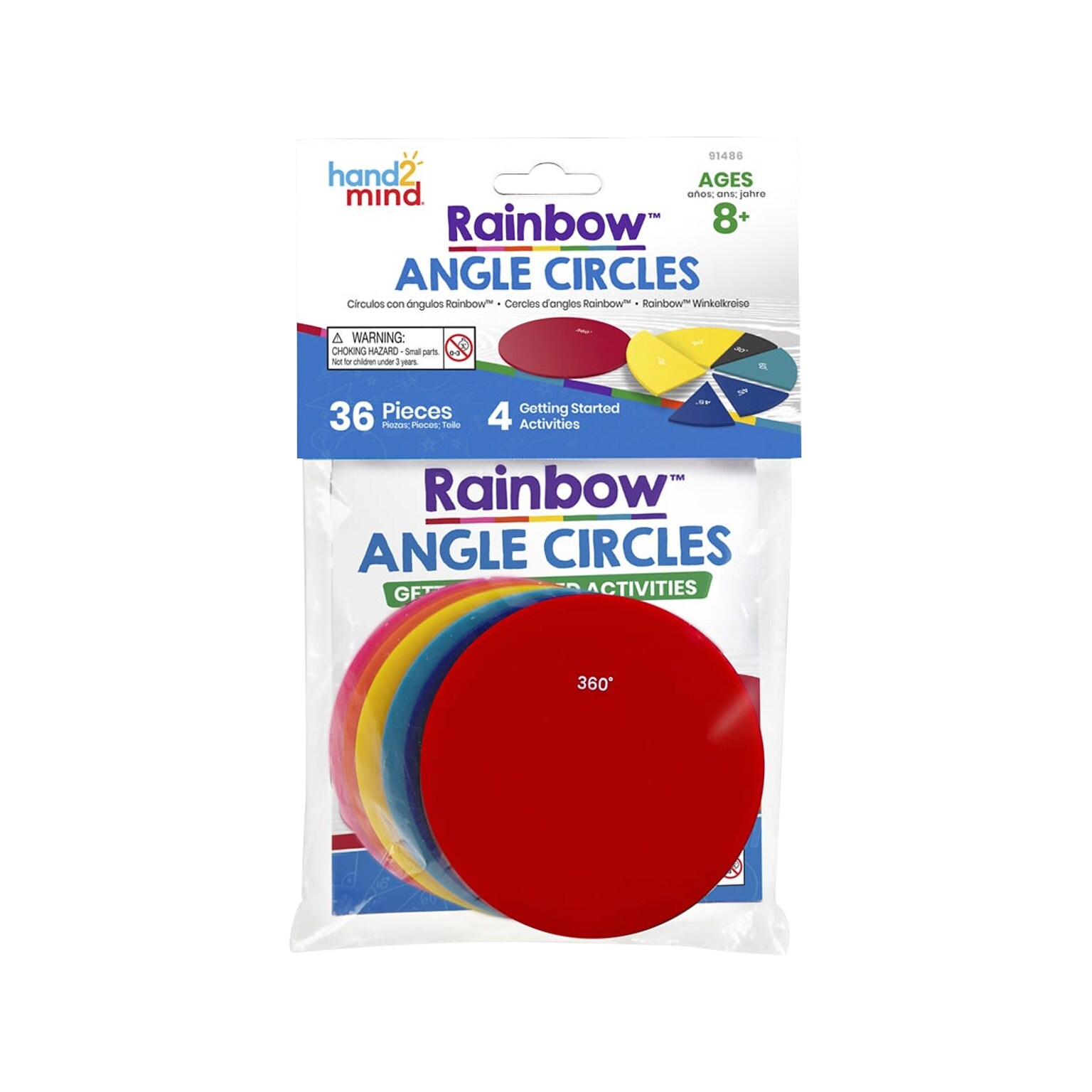 hand2mind Rainbow Angle Circles, 36 Pieces/Pack (91486)