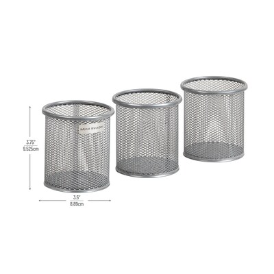 Mind Reader Metal Pen and Accessory Holder Desk Organizer, Silver, 3-Pieces (CLIPMESH3-SIL)