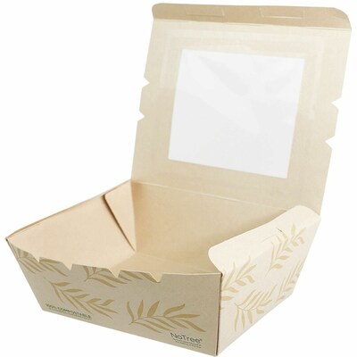 World Centric No Tree 46 oz. Paper Carryout Container, Rectangle, Natural, 200/Carton (WORTONT8W)