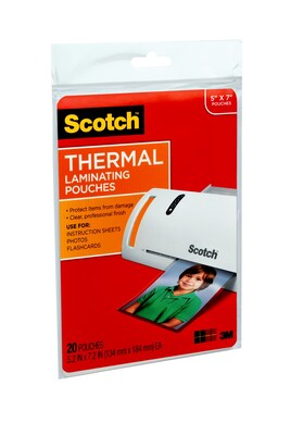 Scotch Thermal Laminating Pouches, Photo, 5 Mil, 20/Pack (TP5903-20)