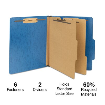 Staples® Moisture Resistant Classification Folders, 2-Dividers, 2.5" Expansion, Letter Size, Dark Blue, 10/Box (ST614620-CC)