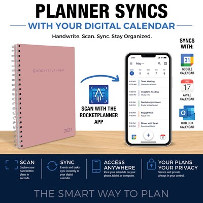 2027 Rocketbook Rocketplanner 6 x 8 Calendar Year Weekly & Monthly Planner, Plastic Cover (RKPL-CY27-5-PK)