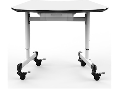 Luxor 29W Height-Adjustable Trapezoid Student Desk with Drawer, White/Black (MBS-DESK)