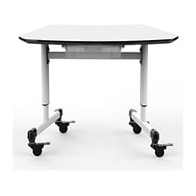 Luxor 29W Height-Adjustable Trapezoid Student Desk with Drawer, White/Black (MBS-DESK)