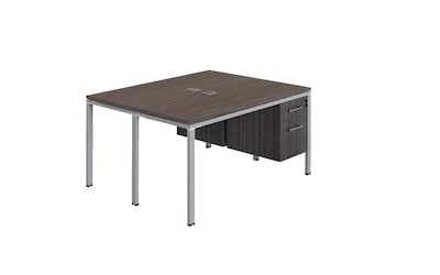 Boss Office Products Simple System 66W Desk with Pedestal, Driftwood, 2/Set  (SGSD014-102)