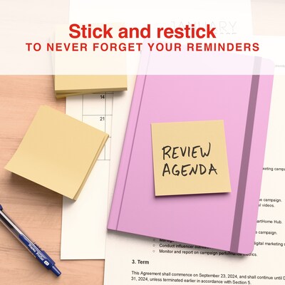 Staples Recycled Sticky Notes, 3" x 3", Sunshine Collection, 100 Sheets/Pad, 18 Pads/Pack (S-33YR18/52569)