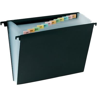 Quill Brand® Hanging Expanding File, 12 Pockets, Letter Size, Black (11404-QCC)