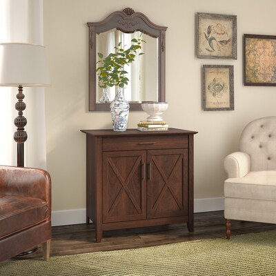 Bush Furniture Key West Secretary Desk with Keyboard Tray and Storage Cabinet, Bing Cherry, (KWS132BC-03)