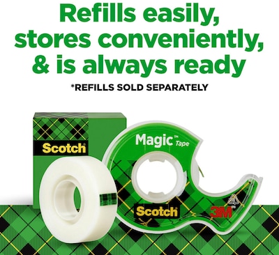 Scotch Magic Invisible Tape with Dispenser, 3/4" x 16.67 yds., 2/Pack (122DM-2)