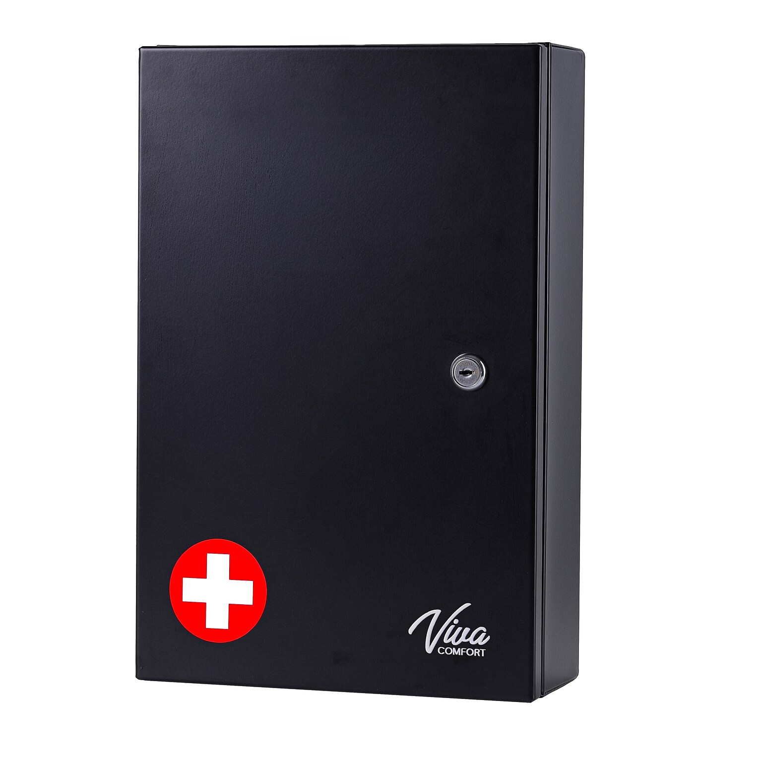 Viva Comfort Medium Double Door Medicine Locking Secure Storage Medical Cabinet, 0.3 cu. ft., Black (ADIME999-02-BLK-MK)