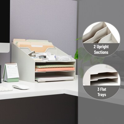 Mind Reader 5-Compartment Plastic Desk Tray, Beige (ANCHBOX5-BEI)