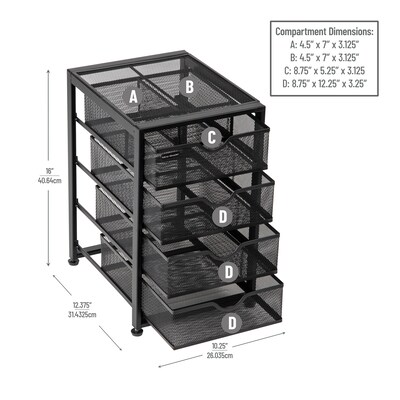 Mind Reader Network Collection 4-Drawer Desktop Storage, Black (4TMCA-BLK)