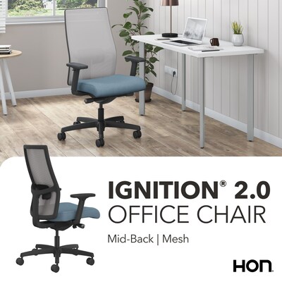 HON Ignition 2.0 Mesh/Fabric Swivel Task Chair, Fog/Carolina/Black (HONI2MM2AFH21BT)
