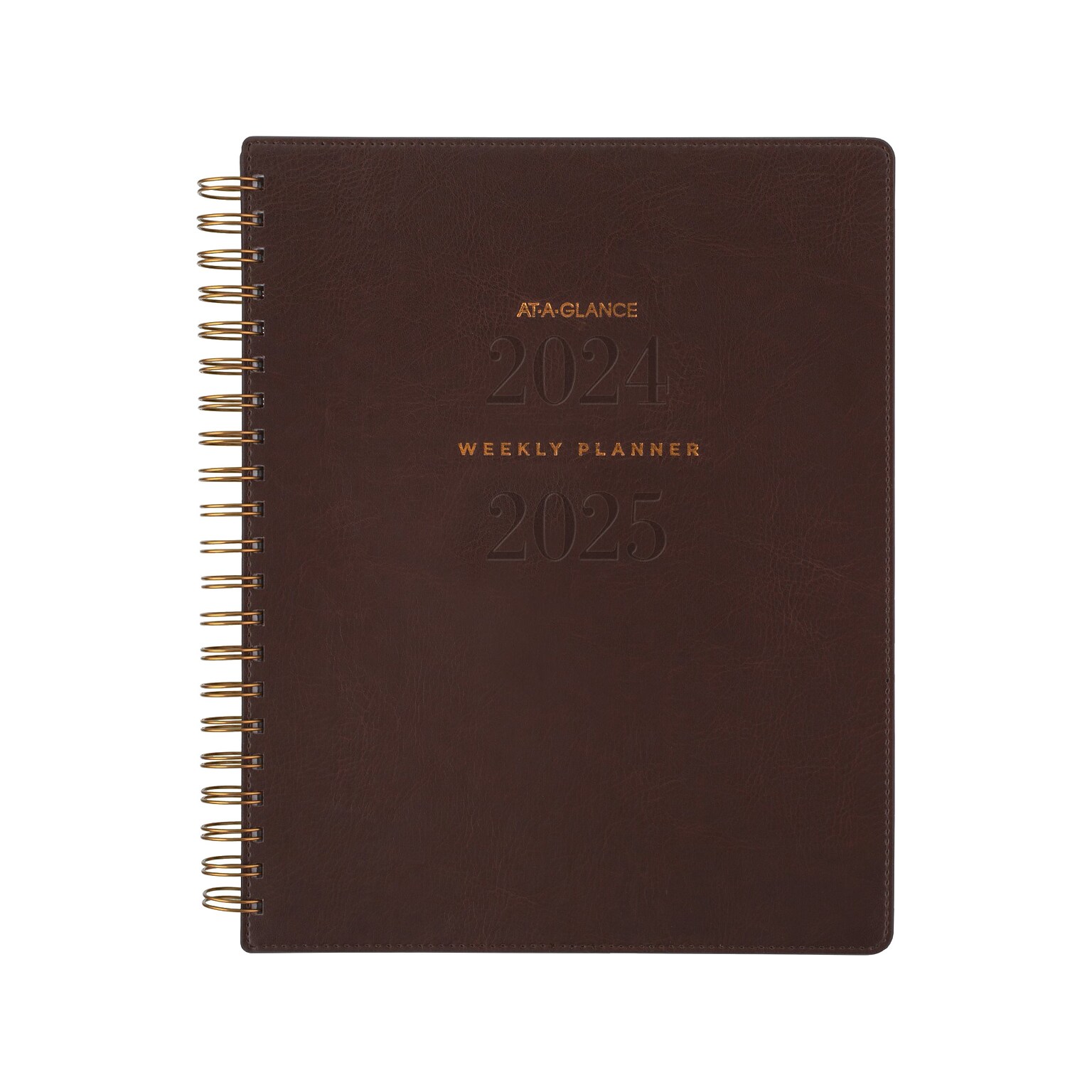 2024-2025 AT-A-GLANCE Signature 8.5 x 11 Academic Weekly & Monthly Planner, Faux Leather Cover, Distressed Brown
