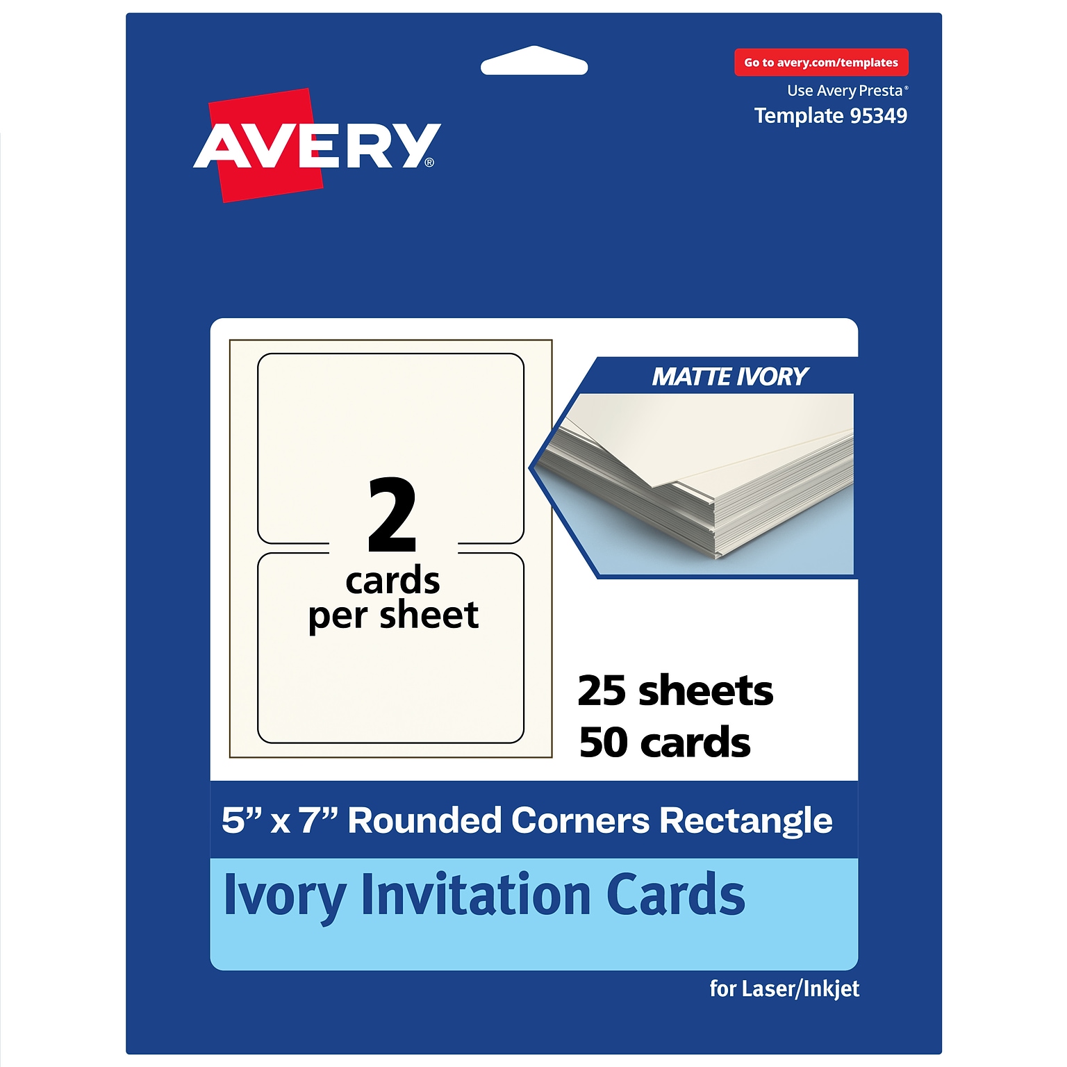 Avery Integrated Cards, 5 x 7, Matte Ivory, 50/Pack (95349)