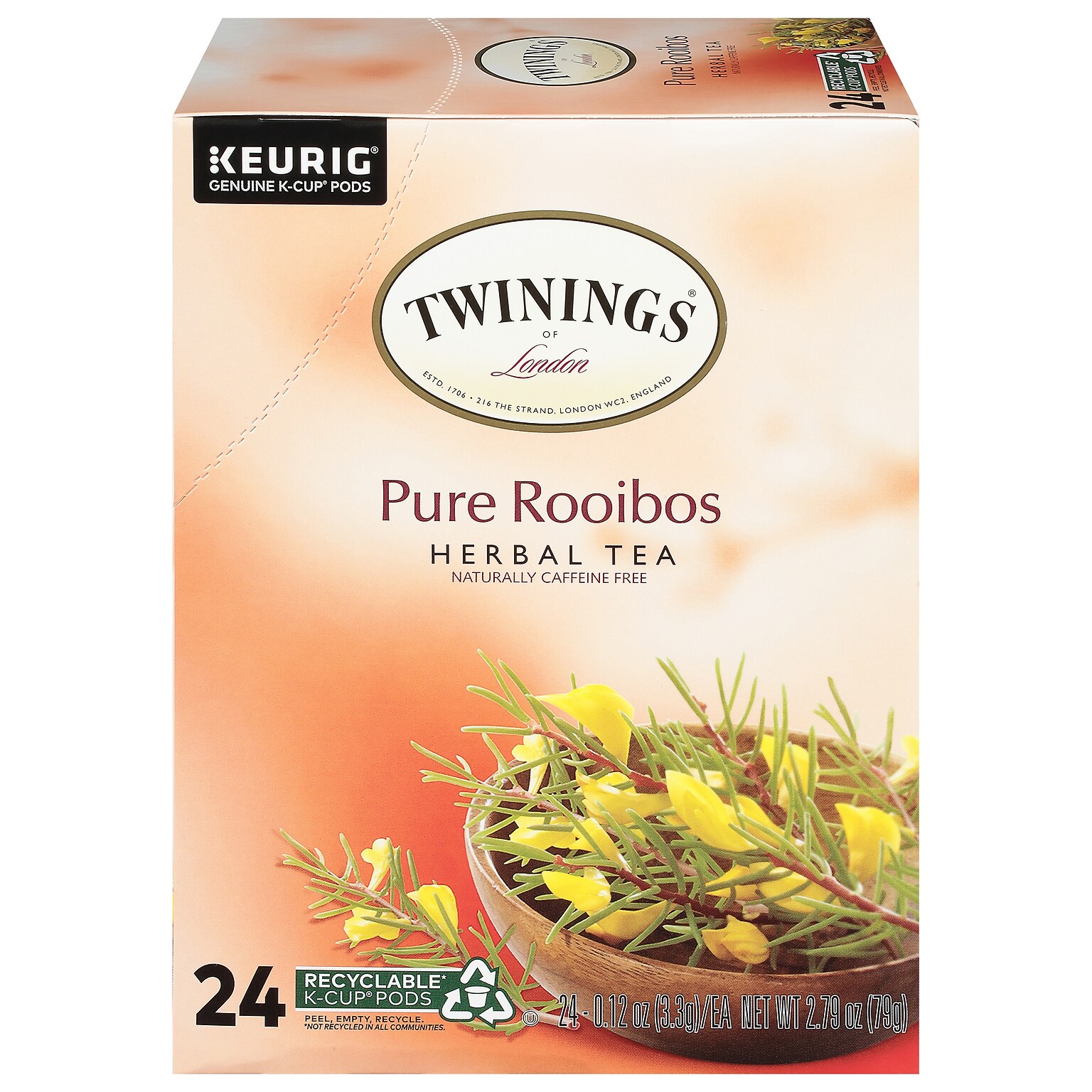 Twinings Pure Rooibos Red Herbal Tea, Keurig® KCup® Pods, 24/Box