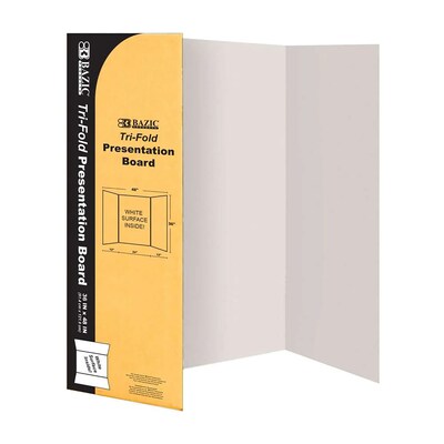 Bazic Tri-Fold Presentation Board, 36 x 48, Paper, White, 24/Carton (BAZ5033)