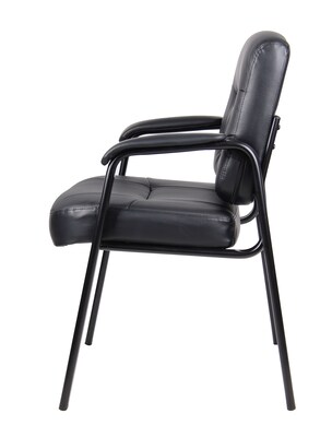 Boss Office Products LeatherPlus Guest Chair, Black (B7509)