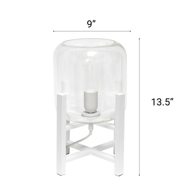 Creekwood Home 13.5" LED Table Lamp, White/Clear Glass (CWT-1000-WH)