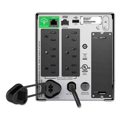 APC Series 750VA UPS with APC SmartConnect, 6-Outlets, Black (SMT750C)