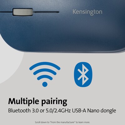 Kensington SureTrack Dual Wireless Ambidextrous Mouse, Blue (K75350WW)