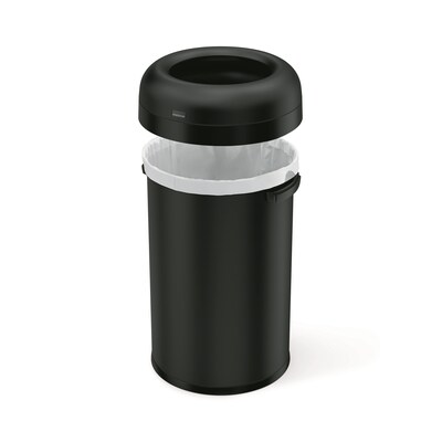 simplehuman 80L Bullet Can, Matte Black Heavy-Gauge Steel, Indoor Trash Can with Open Lid, 21 Gallon (CW1494)