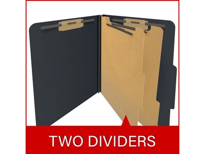 Medical Arts Press Pressboard Classification Folder, 2 Dividers, 2" Expansion, Letter Size, Black, 10/Box (DV-T42-26-3BLK)
