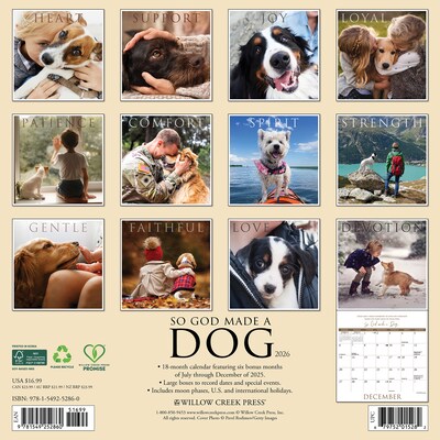 2026 Willow Creek So God Made a Dog 12 x 12 Monthly Wall Calendar (52860)