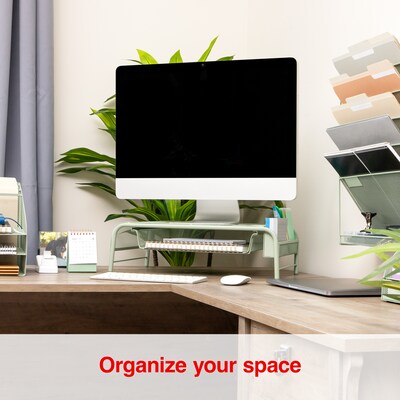 Staples Metal Mesh Monitor Stand, Up to 32" Monitor, Sage Green (ST63852)