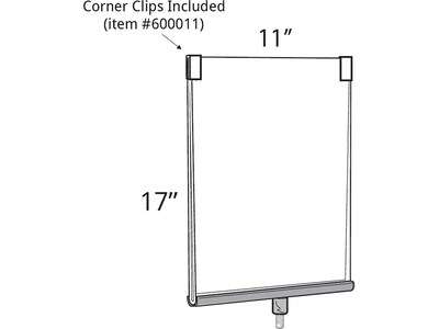 Azar Sign Holder, 11" x 17", Vertical, Freestanding, Clear/Silver Acrylic (300847)